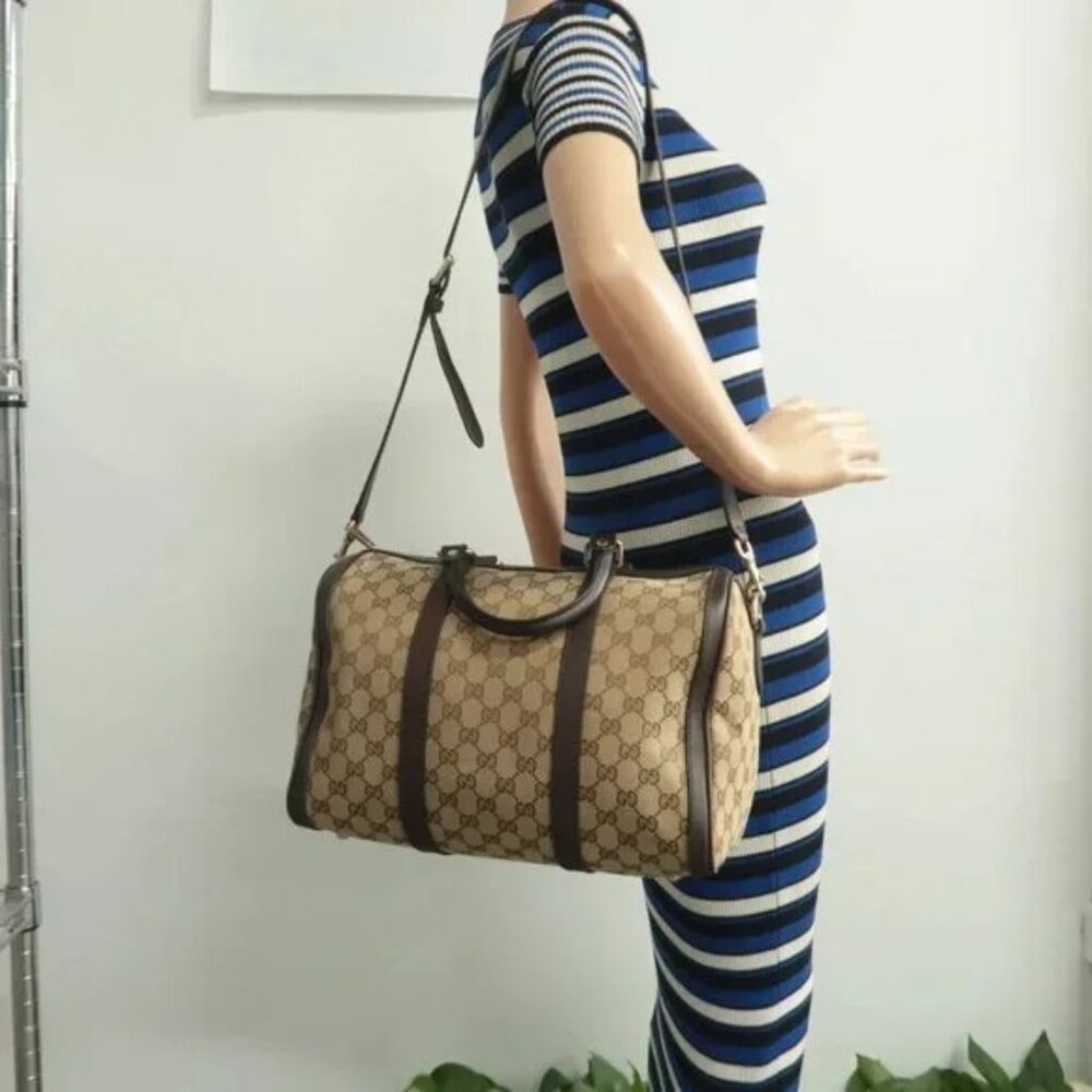 100% Authentic GUCCI Boston Brown GG Cloth Satchel 586-092624 - Picture 12 of 12